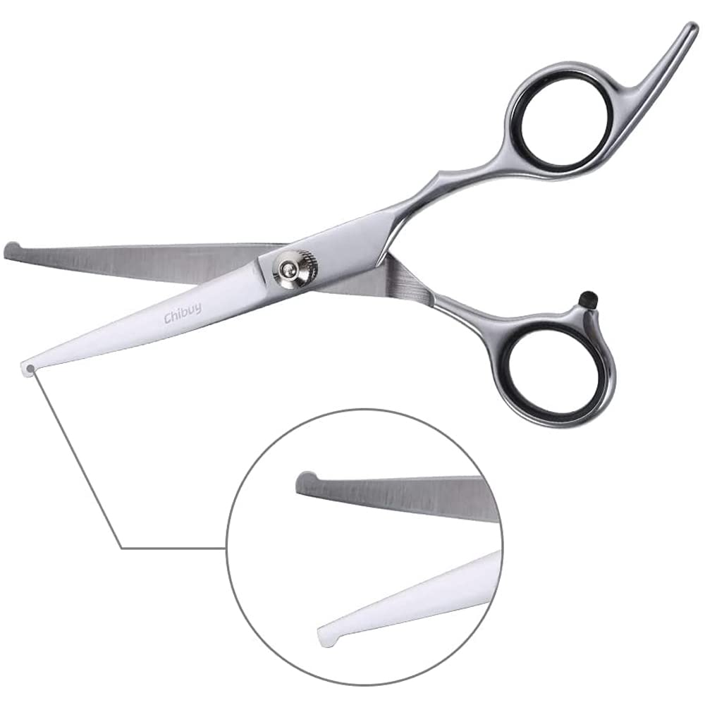 Chibuy Curved dog grooming scissors with Round Tips, Pet Shear for Cats, 4CR Stainless Steel Bending, Professional Tools for Home