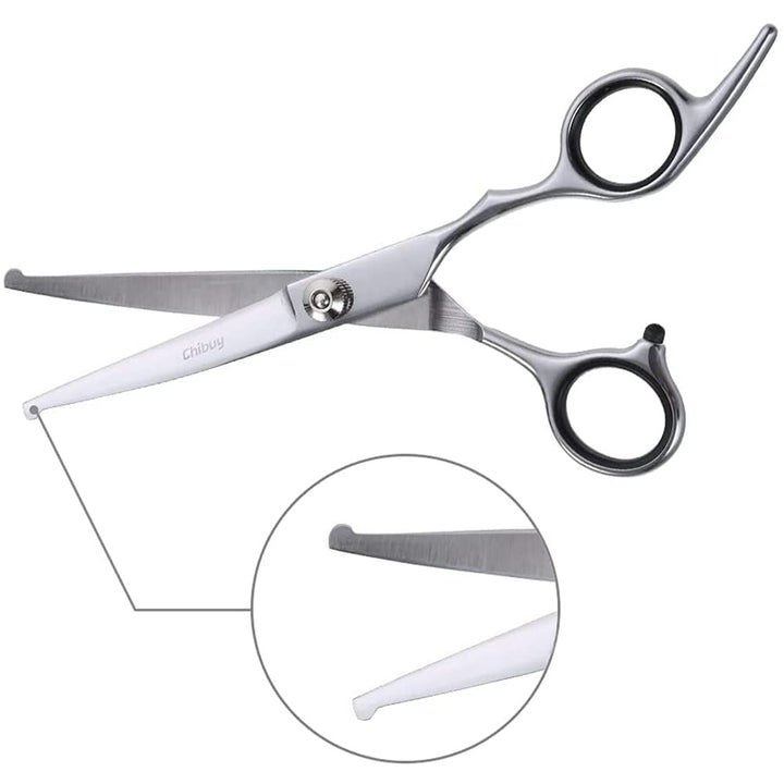 Chibuy Curved dog grooming scissors with Round Tips, Pet Shear for Cats, 4CR Stainless Steel Bending, Professional Tools for Home