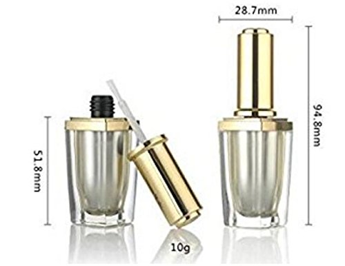 2Pcs 10Ml 0.34Oz Clear Gold Cap Empty Upscale Acrylic Nail Polish Bottles Container Manicure Top Coat Varnish Cosmetic Bottle With Brush