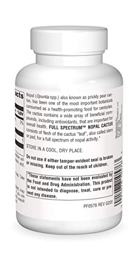 Full Spectrum Nopal Cactus, Prickly Pear Cactus, 1000 mg, with Prickley Pear Leaf - 120 Tablets