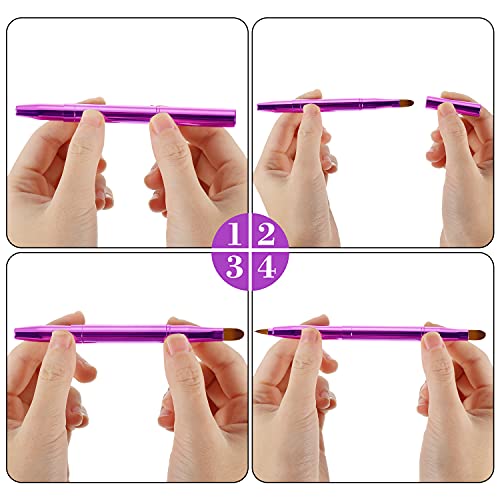 3 Pieces Lip Brush Retractable Lipstick Liner Brush Lipstick Dual-ended Foundation Makeup Brush with Cap Travel Applicators