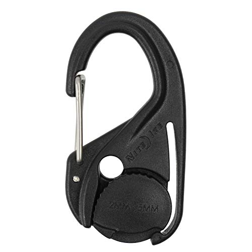 NCJ-25-2R3 CamJam Tie Down Rope Tightener with Carabiner Clip, 2-pack With Cord, Black, 2 Count