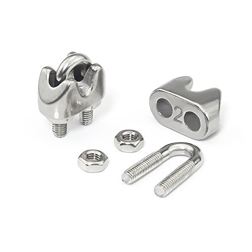 M2 304 Stainless Steel 1/16 Inch/2mm Wire Rope Cable Clip Clamp, 10 Pieces