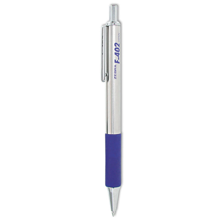F-402 Retractable Ballpoint Pen, Stainless Steel Barrel, Fine Point, 0.7mm, Blue Ink, 1-Pack