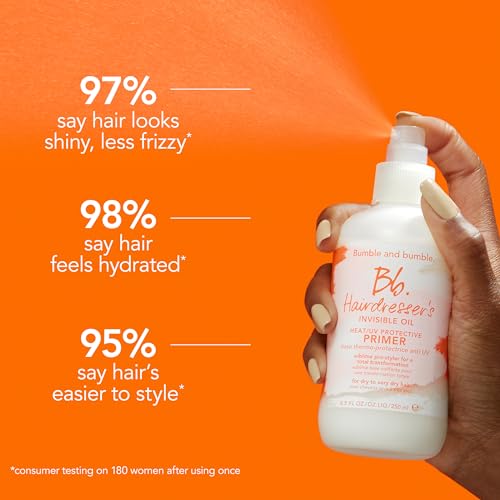 Hairdresser's Invisible Oil Heat/UV Protection Leave-In Conditioner Hair Primer | Hydrating, Anti Frizz, Color Safe | Straight, Coily | With Argan Oil + Coconut Oil, 8.5 fl. oz.