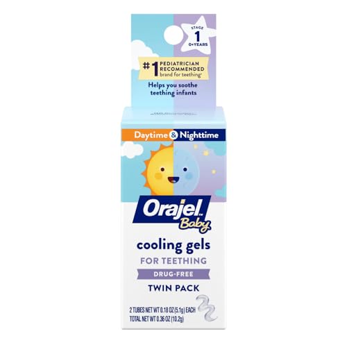 Baby Daytime & Nighttime Cooling Gels for Teething, Drug - Free, #1 Pediatrician Recommended Brand for Teething*, Two 0.18oz Tubes