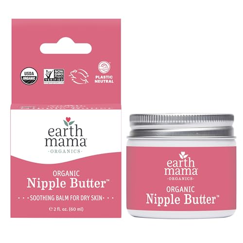Organic Nipple Butter™ | Nipple Cream Safe for Breastfeeding | Postpartum Essentials for Nursing | Non Lanolin Nipple Cream, 2-Fluid Ounce