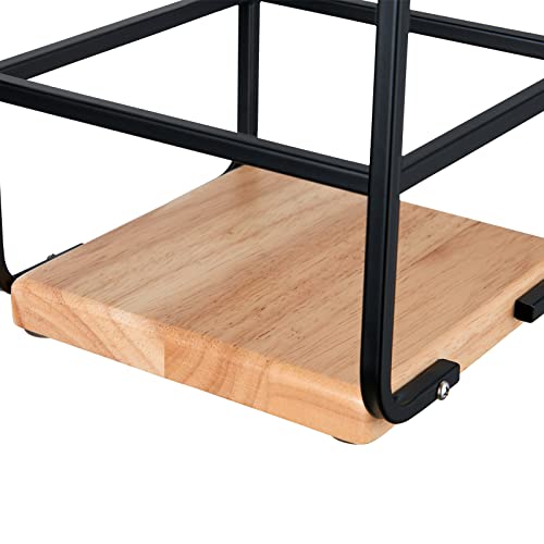 Toilet Paper Holder, Toilet Paper Holder Stand with Wood Base, Toilet Paper Storage with Reserve Fits Jumbo Roll