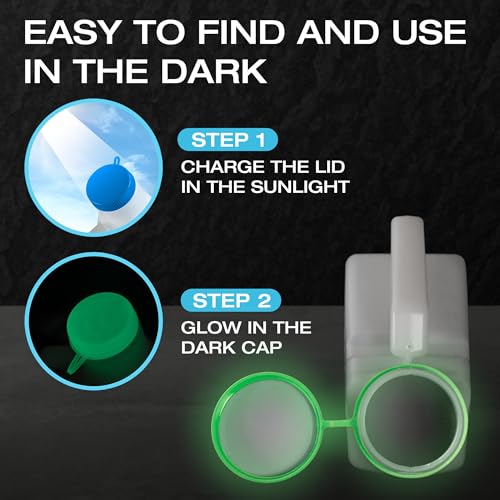 Urinals for Men Glow in The Dark Lid (3 Pack) - 32oz/1000mL Thick Plastic Mens Bedpan Bottle with Screw-on Lid - Spill Proof Urinary Chamber - Male Portable Travel Pee Bottles
