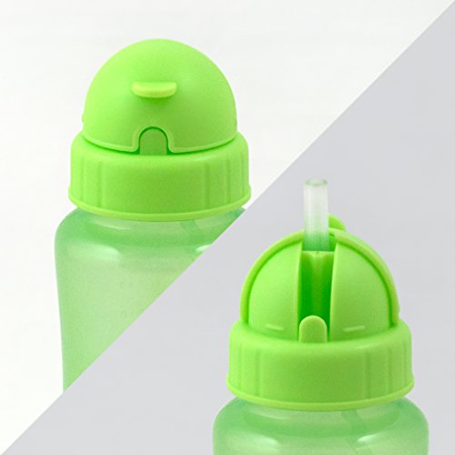 Straw Bottle | Silicone straw promotes healthy oral development | Flip-cap locks to prevent spills, 2 straw drinking options: traditional & tilted, Dishwasher safe
