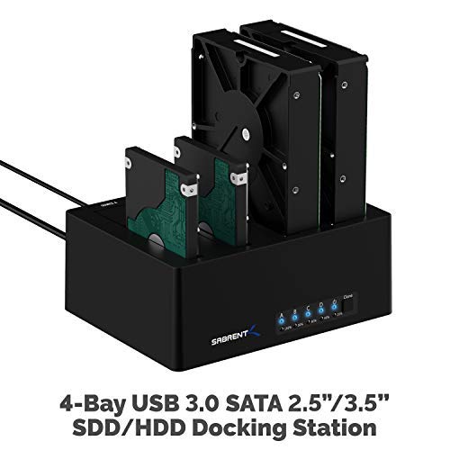 Docking Station SSD/External Hard Disk/HDD 2.5/3.5 inch, USB 3.2 Gen 1, 4 Slots for SSD/HDD, with Power Supply and Fan, for SATA SSD/HDD, with 4 Separate ON/Off switches (DS-U3B4)