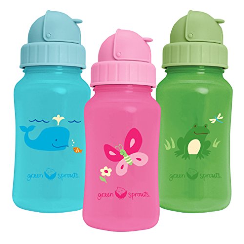 Straw Bottle | Silicone straw promotes healthy oral development | Flip-cap locks to prevent spills, 2 straw drinking options: traditional & tilted, Dishwasher safe