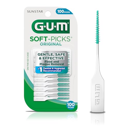 Soft-Picks Original, Easy to Use Dental Picks for Teeth Cleaning and Gum Health, Disposable Interdental Brushes with Convenient Carry Case, Dentist Recommended Dental Picks, 100ct