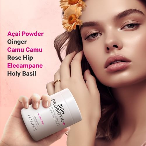 Skin Probiotics + Prebiotics - Skin Care Routine Supplement - 50 Billion CFU - Ayurvedic Botanical Herbs - Face Probiotics - Shelf Stable Cleanser, Non-GMO, Vegan - 60 Capsules