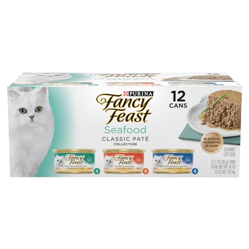 Purina Seafood Classic Pate Collection Grain Free Wet Cat Food Variety Pack - (2 Packs of 12) 3 oz. Cans