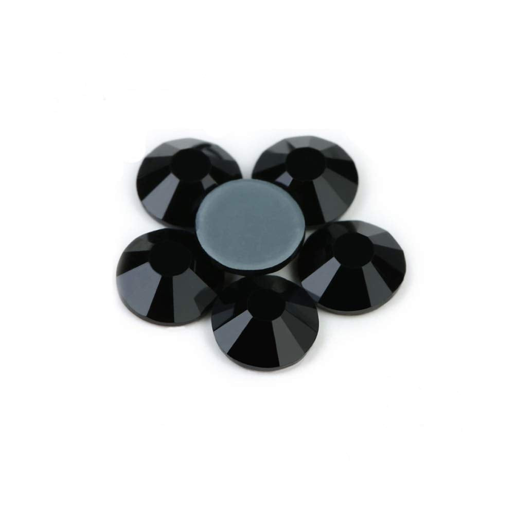 Hotfix Crystal Rhinestones, Hot Fix Crystals for Crafts Clothes, Flatback Glass Crystal for Decoration, Round Gems (Jet Black, SS10 1440PCS)