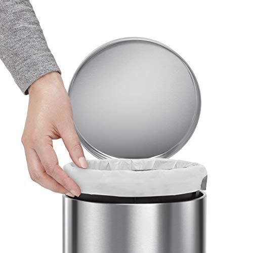 4.5 Liter / 1.2 Gallon Round Bathroom Step Trash Can, Brushed Stainless Steel