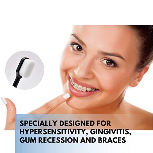 Extra Soft Toothbrush for Sensitive Gums and Teeth with 20,000 Ultra Soft Bristles. Micro-Nano Toothbrush. Excellent Cleaning Effect (2 Pack) (White Wave Bristle)