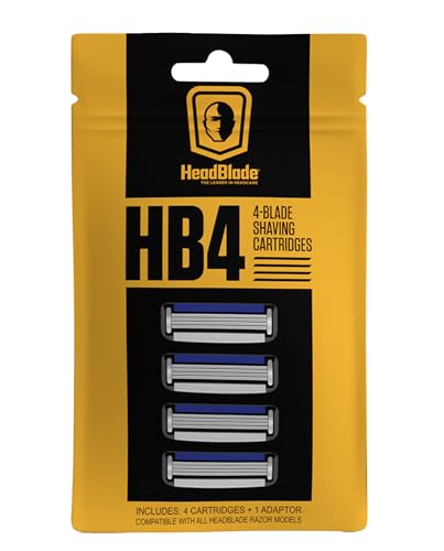 Men's HB4 Refill Shaving Razor Blades. Stainless Steel Blades for No Tugging or Pulling, Shave Less, Works for Face, Body, and Scalp (Pack of 1)