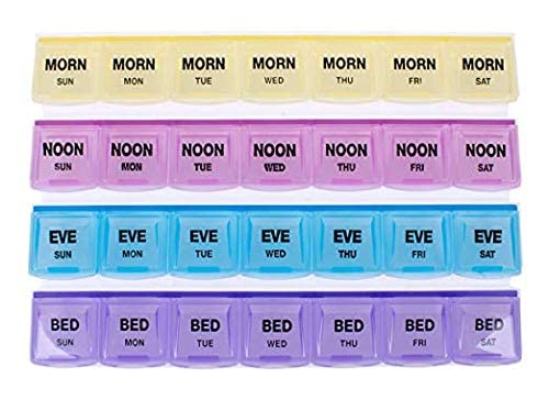 Carex Pill Organizer and Pill Cutter Combo Kit - Weekly Medicine Organizer Pill Case with Pill Crusher - 7 Day Pill Organizer and Pill Cutter for Easy Storage and Consumption