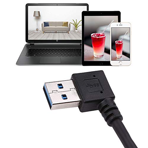 Right Angle Micro B USB 3.0 Cable for Seagate or Toshiba External Hard Drive Cord Wire, BlackBerry Passport Data Cable