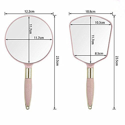 Pink, Circular: Xpxkj Handheld Mirror With Handle, For Vanity Makeup Home Salon Travel Use (Circular, Pink)