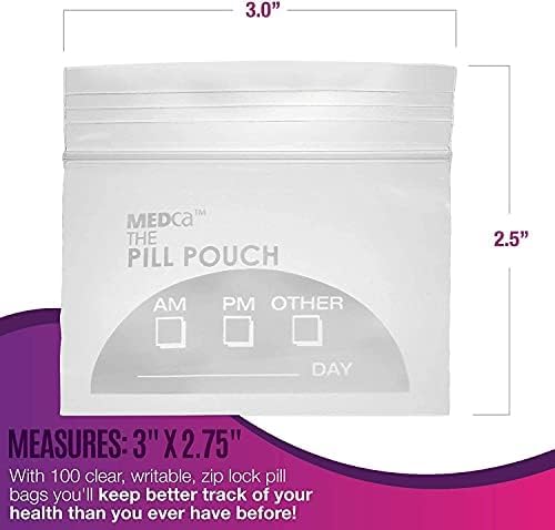 Pill Pouch Bags - (Pack of 600) 3 x 2.75 - BPA Free, Poly Bag Disposable Zipper Pills Baggies, Daily AM PM Travel Medicine Organizer Storage Pouches, Best Clear Reusable with Write-on Labels