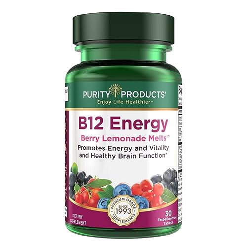B-12 Energy Berry Lemonade Melt w/Super Fruits Methylcobalamin B12 - Vitamins B6, D3, Folic Acid and Biotin - High Absorption MecobalActive B 12-30 Melting Tablets