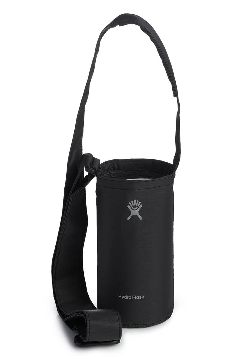 Packable Bottle Sling - Accessory Reusable Water Bottle Travel Carrier Holder - Adjustable, Collapsable Black Medium