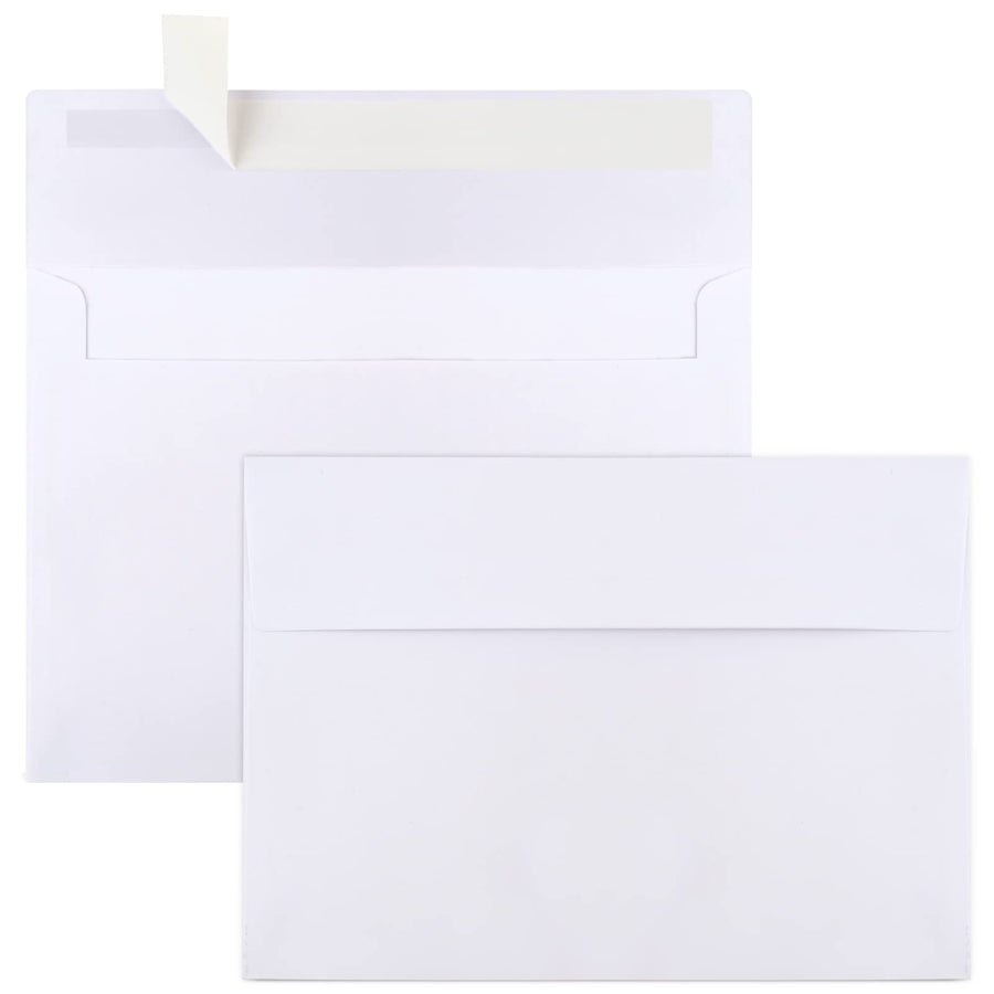 50 Packs 5x7 Envelopes, White A7 Envelopes for Invitations, Printable, Self Seal for Weddings, Invitations, Photos, Postcards, Greeting Cards, Mailing
