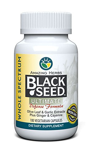 Whole Spectrum Black Seed Ultimate, Vegetarian Capsules - Olive Leaf & Garlic Extracts Plus Ginger & Cayenne, Gluten Free, Non GMO, Vegan - 100 Count