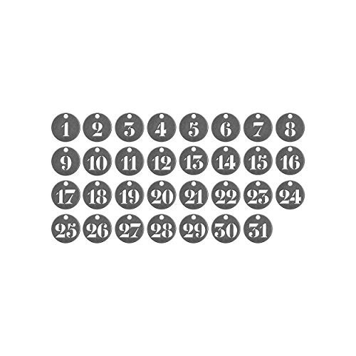 Metal Number Tokens 31/Pack, 3/4 Inch Each, Antique Nickel (TH93244)