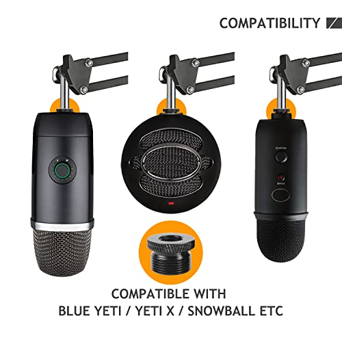 2 Pack Screw Thread Adapter, 5/8 Male to 3/8 Female Mic Screw for Blue Yeti/Blue Snowball/Blue Yeti X Microphone Stand Mount (Black)