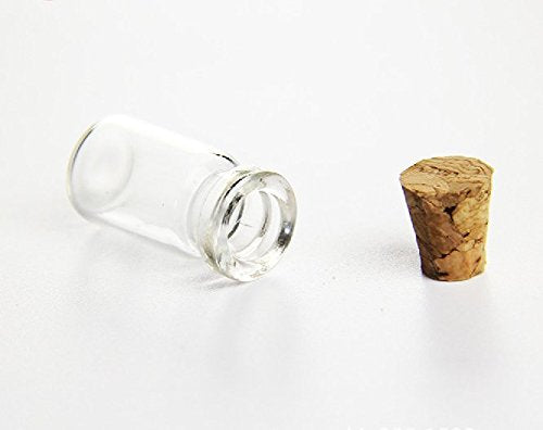 10Pcs/1Ml Empty Sample Glass Bottles Jars Vials Case Container with Cork Stoppers for Message Weddings Wish Jewelry Party Favors, Transparent