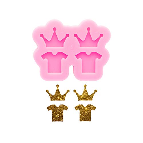 Super Glossy Mini Crown and T-Shirt Shape Earrings Silicone Mold Earring Resin Mold DIY Keychain Craft Epoxy Molds Jewelry Making Earring Resin Mould