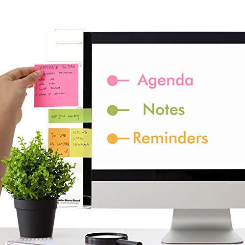 2 Pcs Monitor Memo Board, Computer Message Board, Multifunction Screen Side Panels Phone Holder with Color Sticky Notes for Office Desk Accessories, Left and Right(Classic Style)