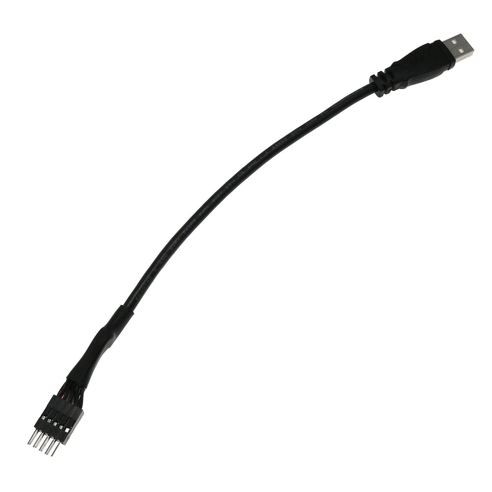Black 9-Pin USB IDC Dupont Male Header to Single USB 2.0 Type A Male Cable 7.8 Inches