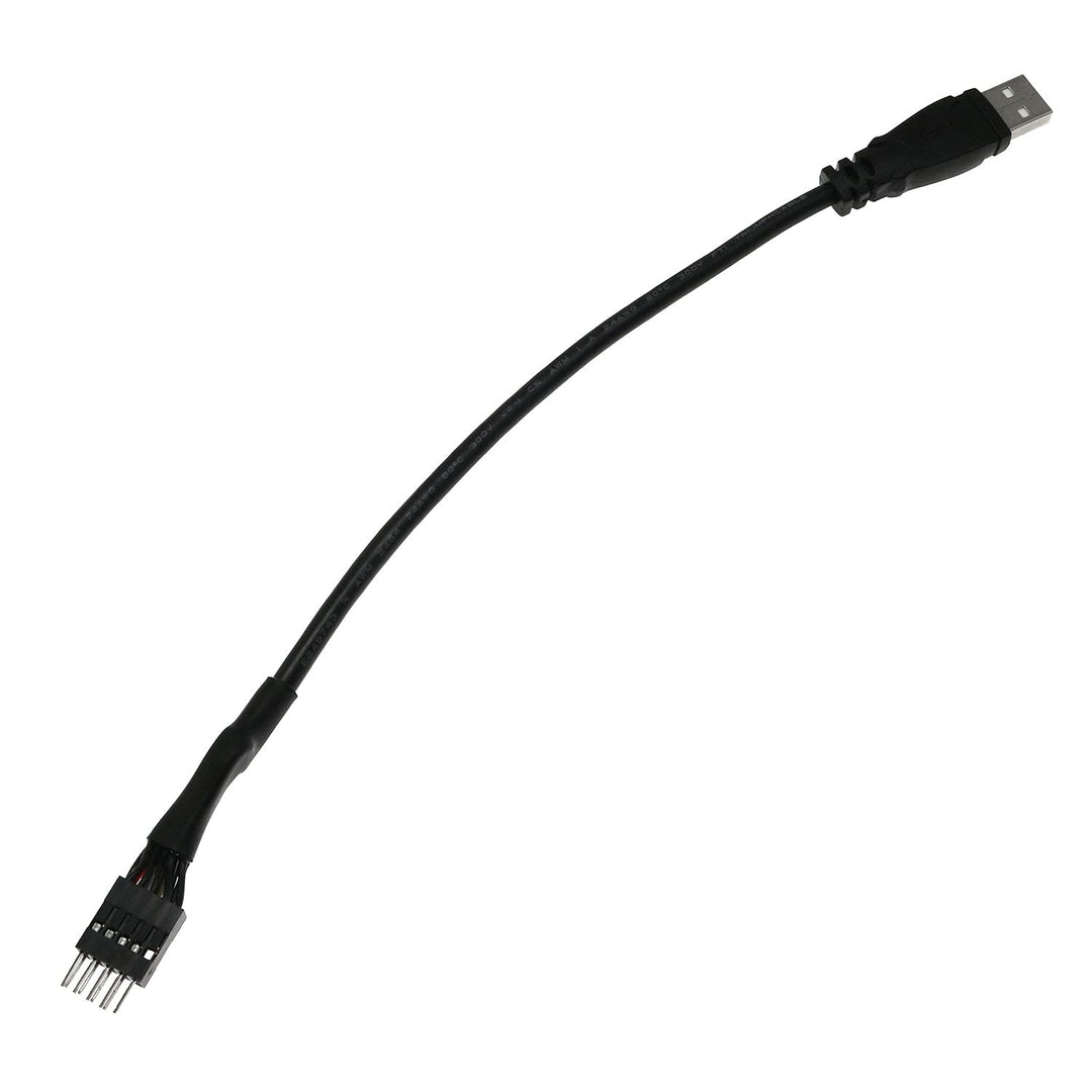 Black 9-Pin USB IDC Dupont Male Header to Single USB 2.0 Type A Male Cable 7.8 Inches