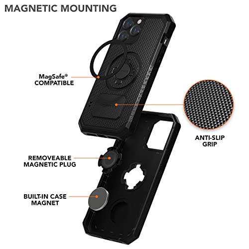 - iPhone 13 Pro Max Case, Rugged Series, Dual Magnet Plus MagSafe Compatible, Magnetic Protective Apple Gear, iPhone Cover with RokLock Twist Lock, Drop Tested Armor (Black)