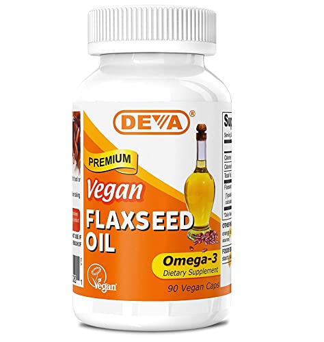 Organic Vegan Vitamins Flax Seed Oil - Rich in Omega-3, Cold-Pressed & Unrefined - 90 Capsules (Pack of 3)