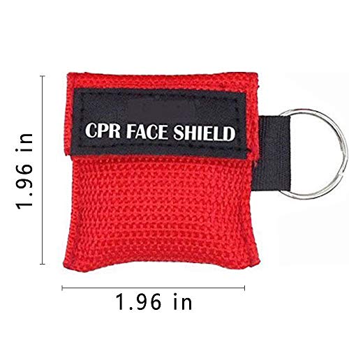 Pack of 5pcs CPR Face Shield Mask Keychain Ring First Aid Kit CPR Face Shields for First Aid or CPR Training (Red-5)