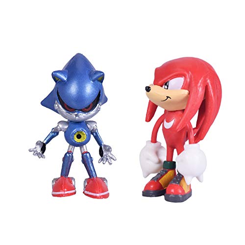 Set of 6pcs Sonic The Hedgehog Action Figures, 5-7cm Tall Cake Toppers- Classic Sonic, Amy, Super Sonic, Tails, Metal Sonic, and Knuckles