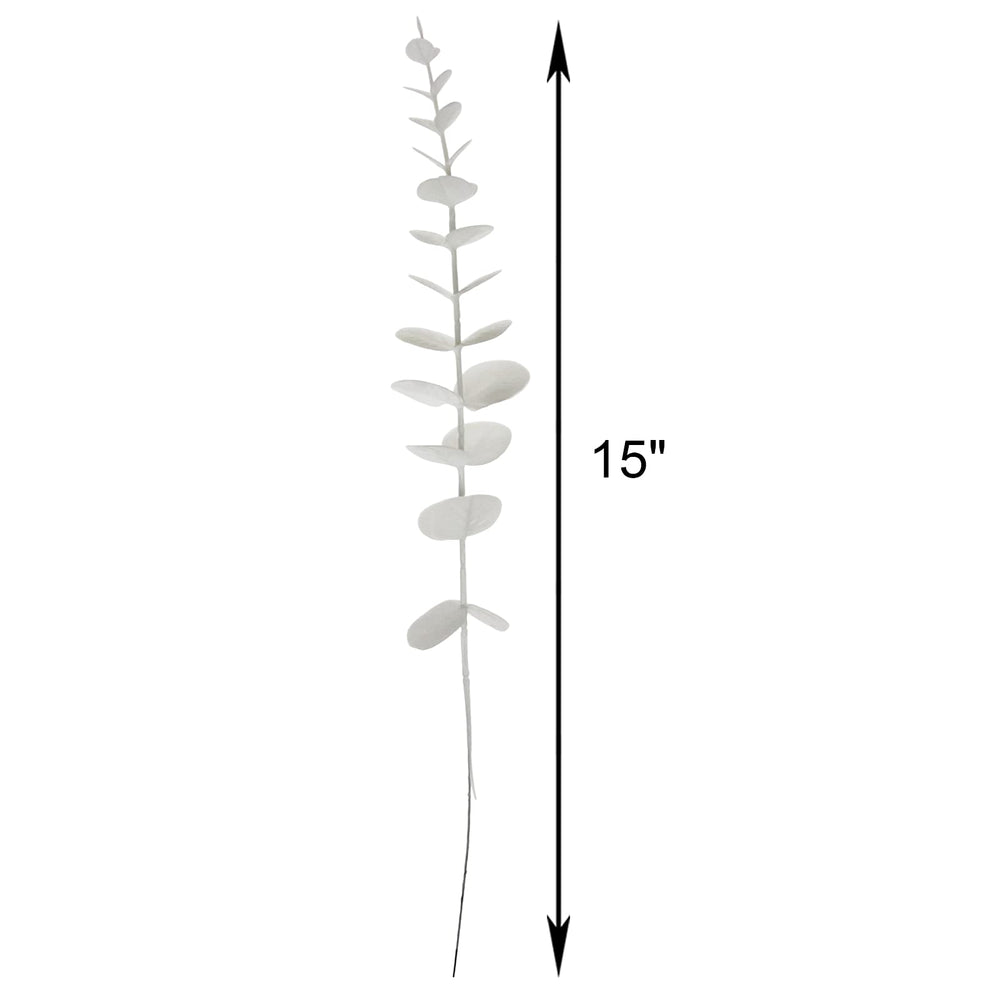 10 Pcs Real Touch Leaf Artificial White Eucalyptus Stem Faux Eucalyptuses Wedding Bouquet Centerpiece for Home Decor Party (White, 10)