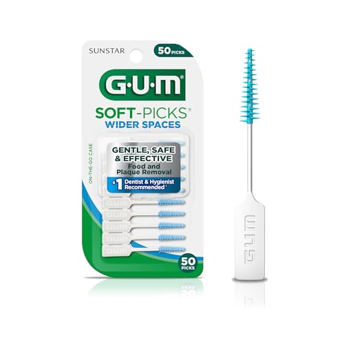 Soft-Picks Wider Space, Easy to Use Dental Picks for Teeth Cleaning and Gum Health, with Convenient Carry Case, Dentist Recommended Dental Picks, 50ct