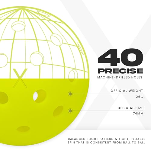 Outdoor- X-40 Pickleball Balls - USA Pickleball (USAPA) Approved - 3 Pack Outside Pickleballs - Optic Yellow - US Open Ball