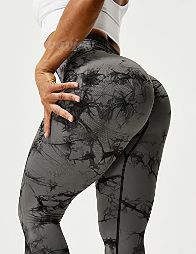 Seamless Leggings for Women High Waist Yoga Pants, Scrunch Butt Lifting Elastic Tights Black Gray