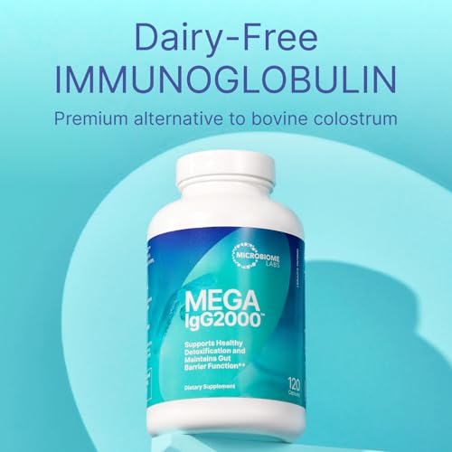 Mega IgG2000 Capsules - Dairy Free Bovine Colostrum Supplement Alternative - Immunoglobulin Supplement from Bovine Serum to Support Digestive Health (120 Capsules)