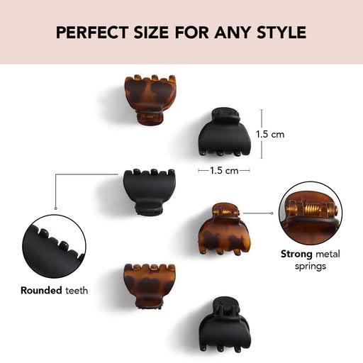Kitsch Recyled Plastic X-Small Claw Clip 6pc Set, Hair Clip, Accessories