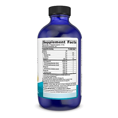Complete Omega, Lemon Flavor - 8 oz - 1270 mg Omega-3 - EPA & DHA with Added GLA - Healthy Skin, Cognition, Positive Mood - Non-GMO - 48 Servings