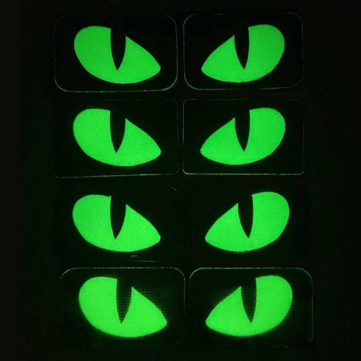 Cat Tiger Eyes Hook Loop Fasteners Tactical Glow in Dark Military Combat Applique Patch for Hats Helmet Uniform Backpack (Black)